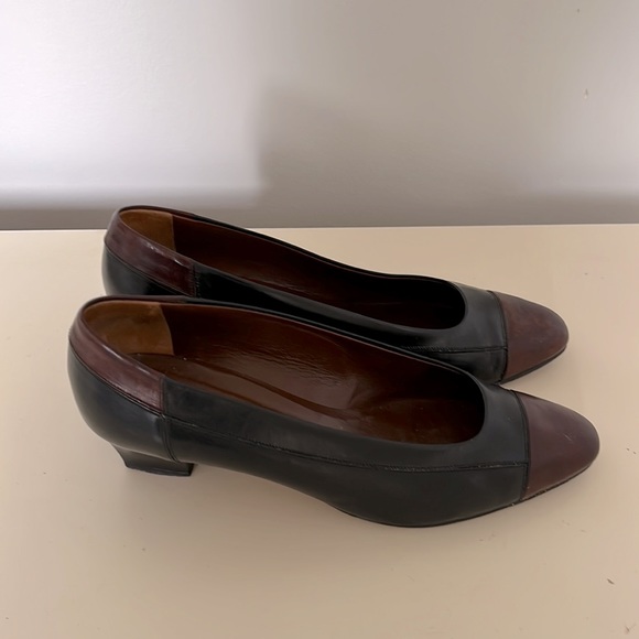 Vintage Lorbac Black/brown Block Heeled Pump, EU 38.5 US 8 - Picture 2 of 9